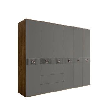 Шкаф 6-ти дверный с ящиками, Bogemia Woodline Fi (Серый/Хром) БМШ2/61(Fi)