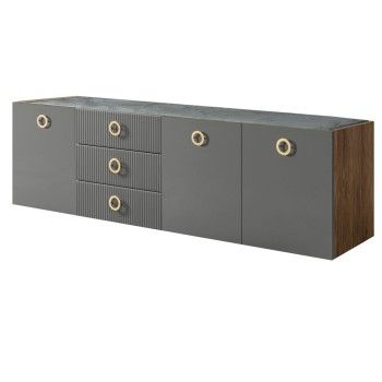 Комод 2.1м Bogemia Woodline Fly Fi (Серый) (Novabuk/Золото) БМКМ-5