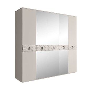 Шкаф 5-ти дв. с зеркалами Bogemia Farfalle (Шелк/Хром) БМШ1/5(Fa)