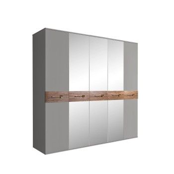 Шкаф 5-ти дв. с зеркалами Bogemia Wood Wo (Серый/Золото) БМШ1/5(Wo)