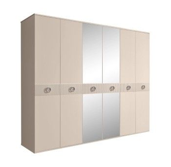 Шкаф 6-ти дв. с зеркалами Bogemia Fillini (Ваниль/Хром) БМШ1/6(Fi)