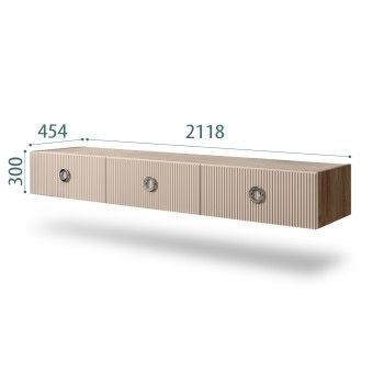 Тумба телевизионная 2.1м Bogemia Woodline Fly Fi (Ваниль) (Novabuk/Хром) БМТ-2