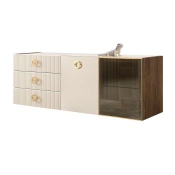 Комод 1.6м Bogemia Woodline Fly Fi (Слоновая кость) (Lakobel/Золото) БМКМ-4[5][10]