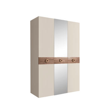 Шкаф 3-х дверный с зеркалом Bogemia Wood Fi (Слоновая кость/Золото) БМШ1/3(Wo)
