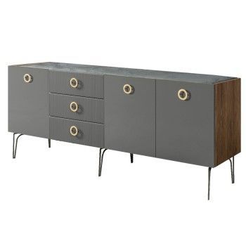 Комод 2.1м Bogemia Woodline Fi (Серый) (Novabuk/Золото) БМКМ-5