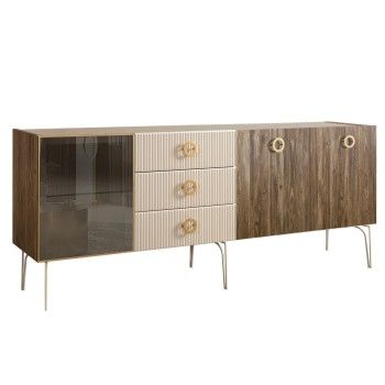 Комод 2.1м Bogemia Woodline Wood Fi (Слоновая кость) (Novabuk/Золото) БМКМ-5[4]