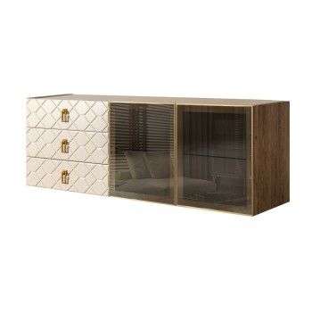 Комод 1.6м Bogemia Woodline Fly Fa (Слоновая кость) (Novabuk/Золото) БМКМ-4[5]