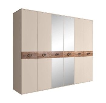 Шкаф 6-ти дв. с зеркалами Bogemia Wood Fi (Ваниль/Хром) БМШ1/6(Wo)