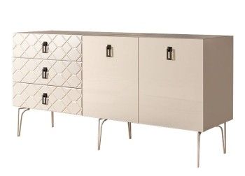 Комод 1.6м Bogemia Farfalle (Слоновая кость) (Novabuk/Черный) БМКМ-4(Fa)