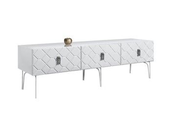 Тумба под телевизор 1.6м Bogemia Farfalle (Белый) (Lakobel/Хром) БМТ-1(Fa)