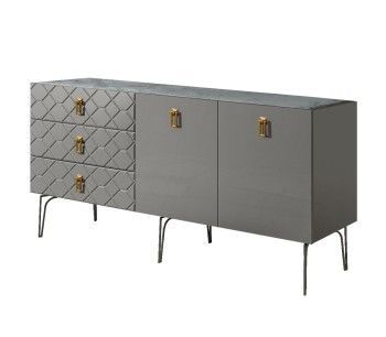 Комод 1.6м Bogemia Farfalle (Серый) (Novabuk/Золото) БМКМ-4(Fa)