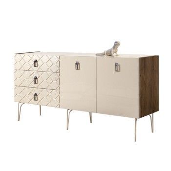 Комод 1.6м Bogemia Woodline Fa (Слоновая кость) (Lakobel/Хром) БМКМ-4