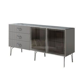 Комод 1.6м Bogemia Fillini (Серый) (Novabuk/Хром) БМКМ-4(Fi)[5]