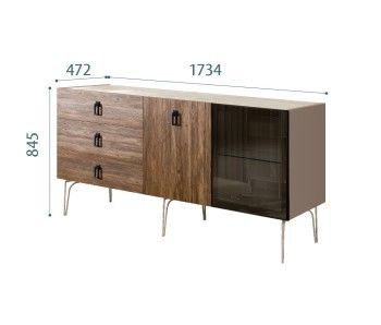 Комод 1.6м Bogemia Wood Fa (Мокка) (Novabuk/Черный) БМКМ-4(Wo)[5][10]