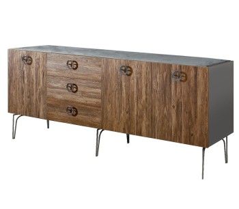 Комод 2.1м Bogemia Wood Fi (Серый) (Novabuk/Хром) БМКМ-5(Wo)