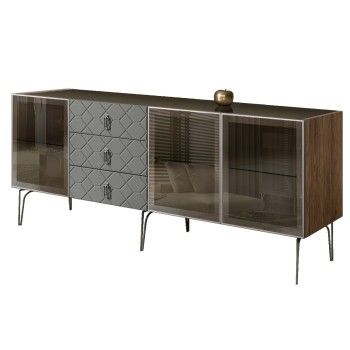 Комод 2.1м Bogemia Woodline Fa (Серый) (Lakobel/Хром) БМКМ-5[5]