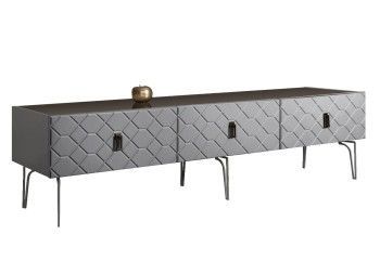 Тумба под телевизор 2.1м Bogemia Farfalle (Серый) (Lakobel/Черный) БМТ-2(Fa)