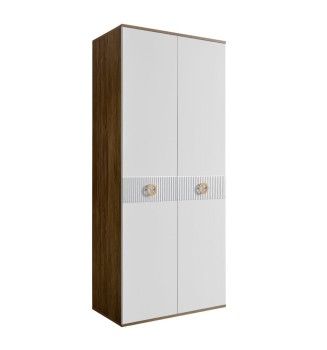 Шкаф 2-х дверный Bogemia Woodline Fi (Белый/Золото) БМШ2/2