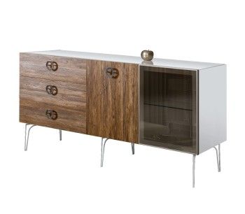 Комод 1.6м Bogemia Wood Fi (Белый) (Lakobel/Хром) БМКМ-4(Wo)[5][10]