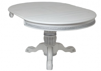 Стол круглый Милорд (110х160) Белый+патина серебро