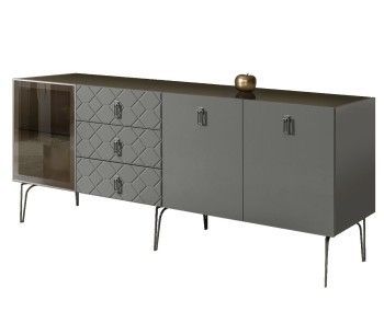 Комод 2.1м Bogemia Farfalle (Серый) (Lakobel/Хром) БМКМ-5(Fa)[4]