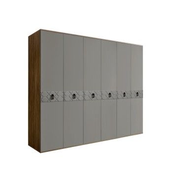 Шкаф 6-ти дв. Bogemia Woodline Fa (Серый/Черный) БМШ2/6(Fa)