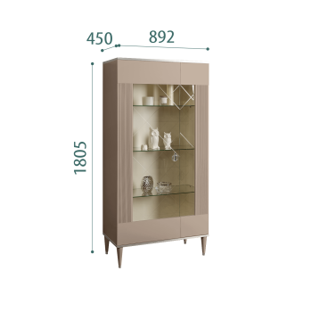 Витрина 2-ств. Римини СОЛО (Мокка/Серебро) (Левая) РМВ2-2С(s)