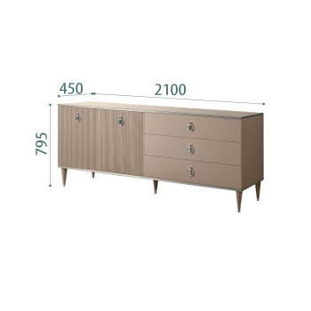 Комод для гостиной 2.1м Римини СОЛО (Мокка/Серебро) РМКМ-5(s)