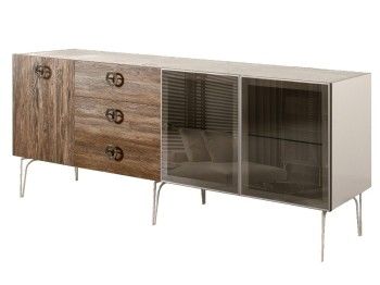 Комод 2.1м Bogemia Wood Fi (Слоновая кость) (Novabuk/Хром) БМКМ-5(Wo)[5][10]