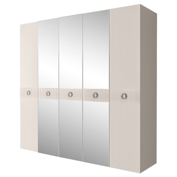Шкаф 5-ти дв. с зеркалами Bogemia Fillini (Слоновая кость/Хром) БМШ1/5(Fi)