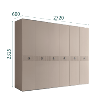 Шкаф 6-ти дверный Римини СОЛО (Мокка/Серебро) РМШ2/6(s)
