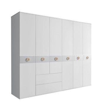 Шкаф 6-ти дверный с ящиками, Bogemia Fillini (Белый/Золото) БМШ2/61(Fi)