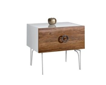 Тумба прикроватная Bogemia Wood Fi (Белый) (Lakobel/Хром) БМТП-1(Wo)