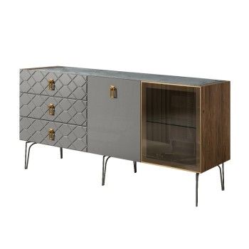 Комод 1.6м Bogemia Woodline Fa (Серый) (Novabuk/Золото) БМКМ-4[5][10]