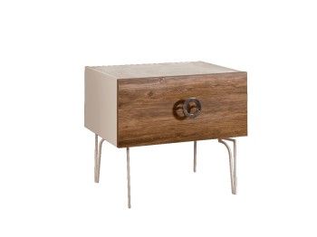 Тумба прикроватная Bogemia Wood Fi (Слоновая кость) (Novabuk/Хром) БМТП-1(Wo)