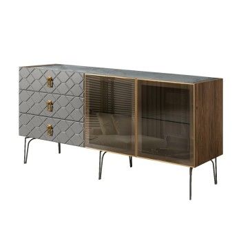 Комод 1.6м Bogemia Woodline Fa (Серый) (Novabuk/Золото) БМКМ-4[5]