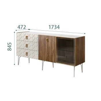 Комод 1.6м Bogemia Woodline Wood Fa (Шелк) (Novabuk/Золото) БМКМ-4[5][10]