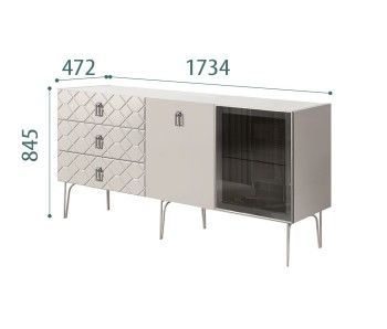 Комод 1.6м Bogemia Farfalle (Шелк) (Novabuk/Хром) БМКМ-4(Fa)[5][10]