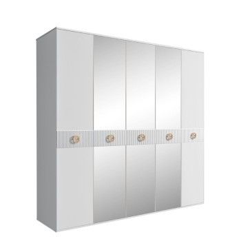 Шкаф 5-ти дв. с зеркалами Bogemia Fillini (Белый/Золото) БМШ1/5(Fi)