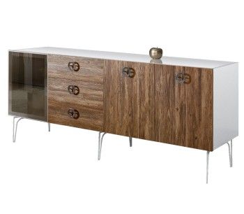 Комод 2.1м Bogemia Wood Fi (Белый) (Lakobel/Хром) БМКМ-5(Wo)[4]