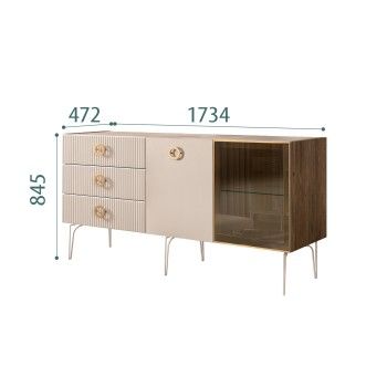 Комод 1.6м Bogemia Woodline Fi (Ваниль) (Novabuk/Золото) БМКМ-4[5][10]