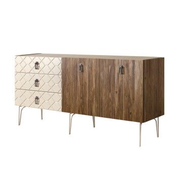 Комод 1.6м Bogemia Woodline Wood Fa (Слоновая кость) (Novabuk/Хром) БМКМ-4