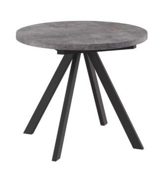 Стол круглый раздвижной TRIO-90 (ДЫМЧАТАЯ КЕРАМИКА/ЧЕРНЫЙ) 90/125