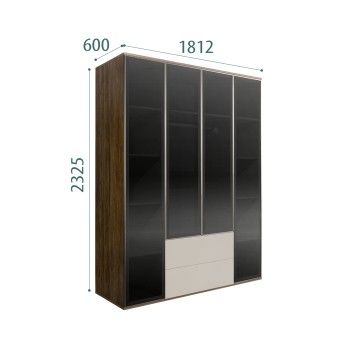 Шкаф 4-х дв. с ящиками Bogemia Woodline Air (Шелк/Серебро) БМШ2/42(4)