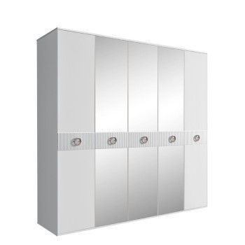 Шкаф 5-ти дв. с зеркалами Bogemia Fillini (Белый/Хром) БМШ1/5(Fi)