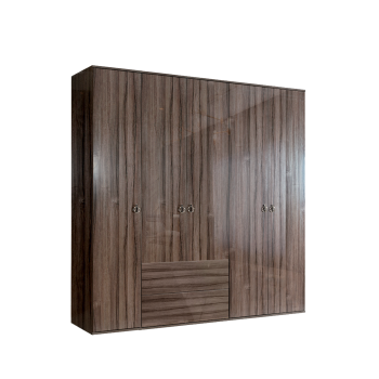 Шкаф 5-ти дверный с ящиками Римини (Орех империя/Серебро) РМШ2/51