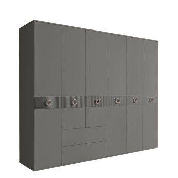 Шкаф 6-ти дверный с ящиками, Bogemia Fillini (Серый/Хром) БМШ2/61(Fi)