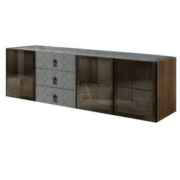 Комод 2.1м Bogemia Woodline Fly Fa (Серый) (Novabuk/Черный) БМКМ-5[5]