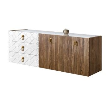 Комод 1.6м Bogemia Woodline Fly Wood Fa (Белый) (Lakobel/Золото) БМКМ-4