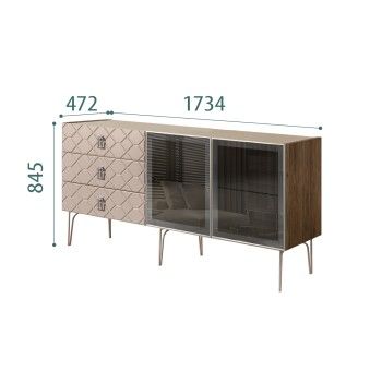 Комод 1.6м Bogemia Woodline Fa (Мокка) (Novabuk/Хром) БМКМ-4[5]